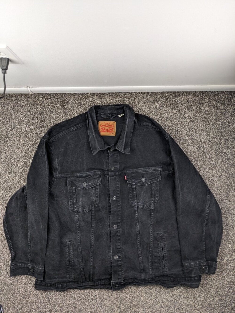 Levi's Jacket Denim Trucker Stretch Black Mens 5XL